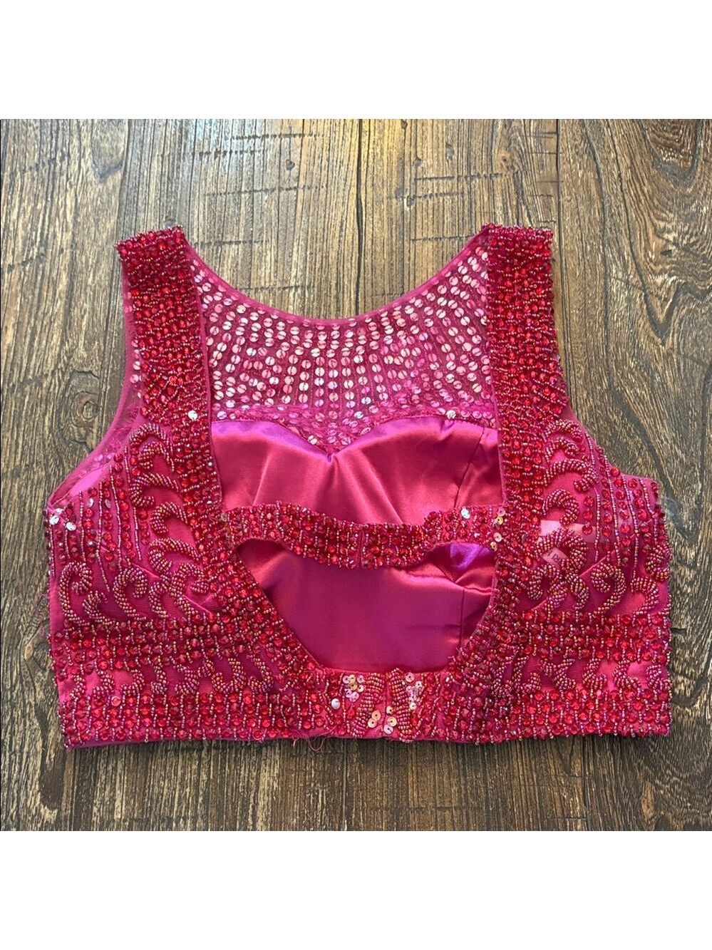 Sherri Hill Fuchsia Gold Beaded Sequin Halter Skirt Set Size 4 - Picture 8 of 11